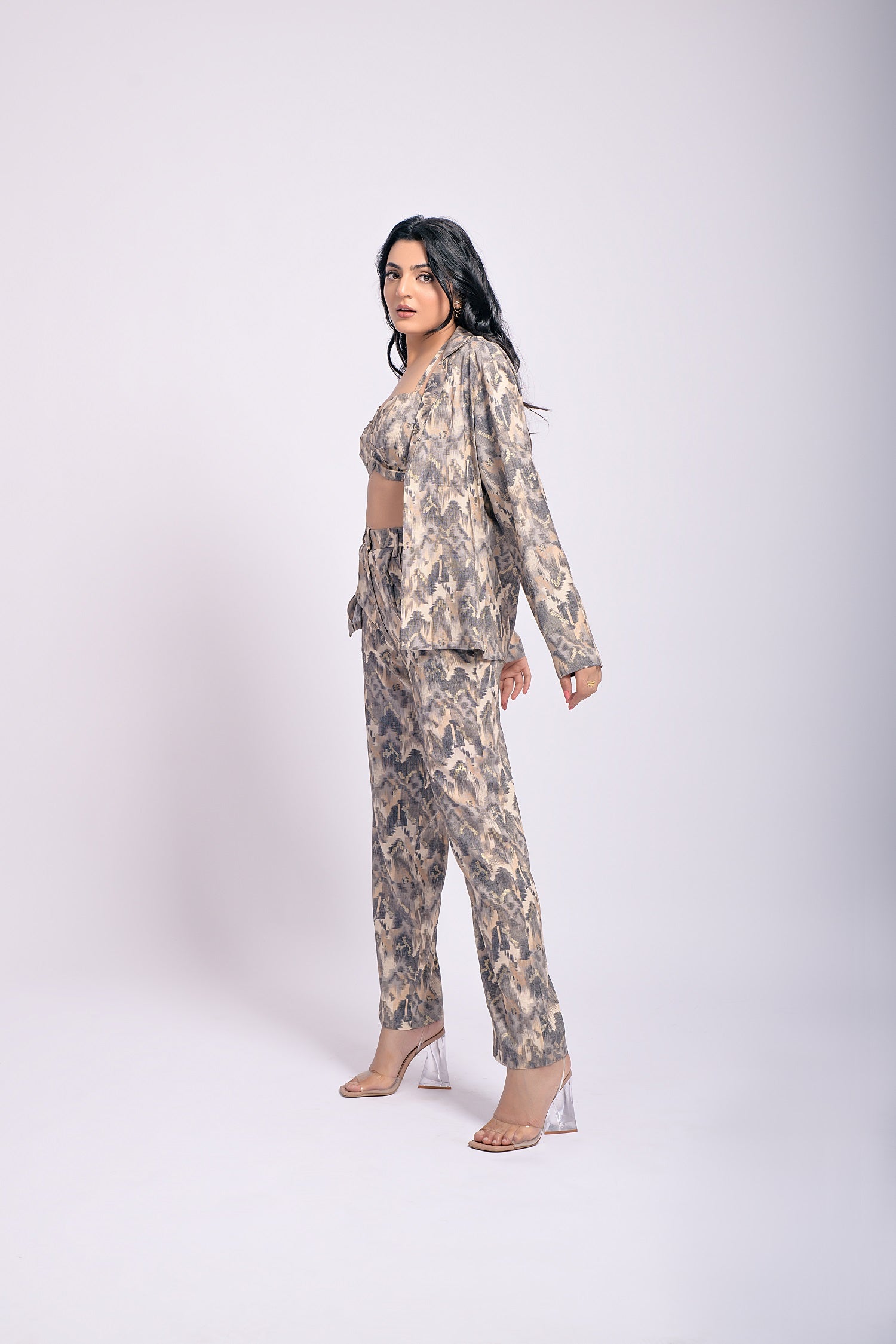 Grey Printed 3 Piece Co-ord