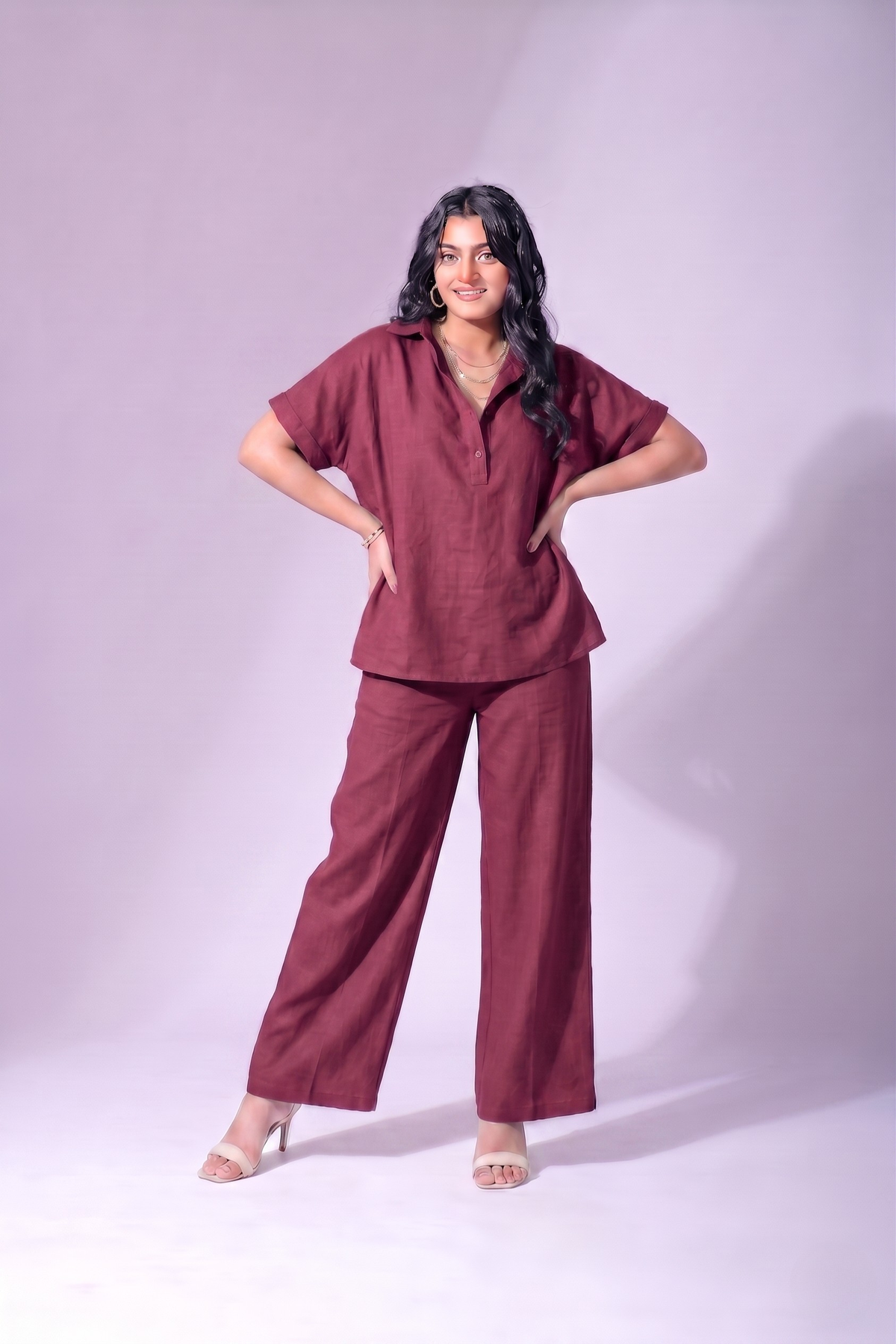 Wine Linen Co-Ords