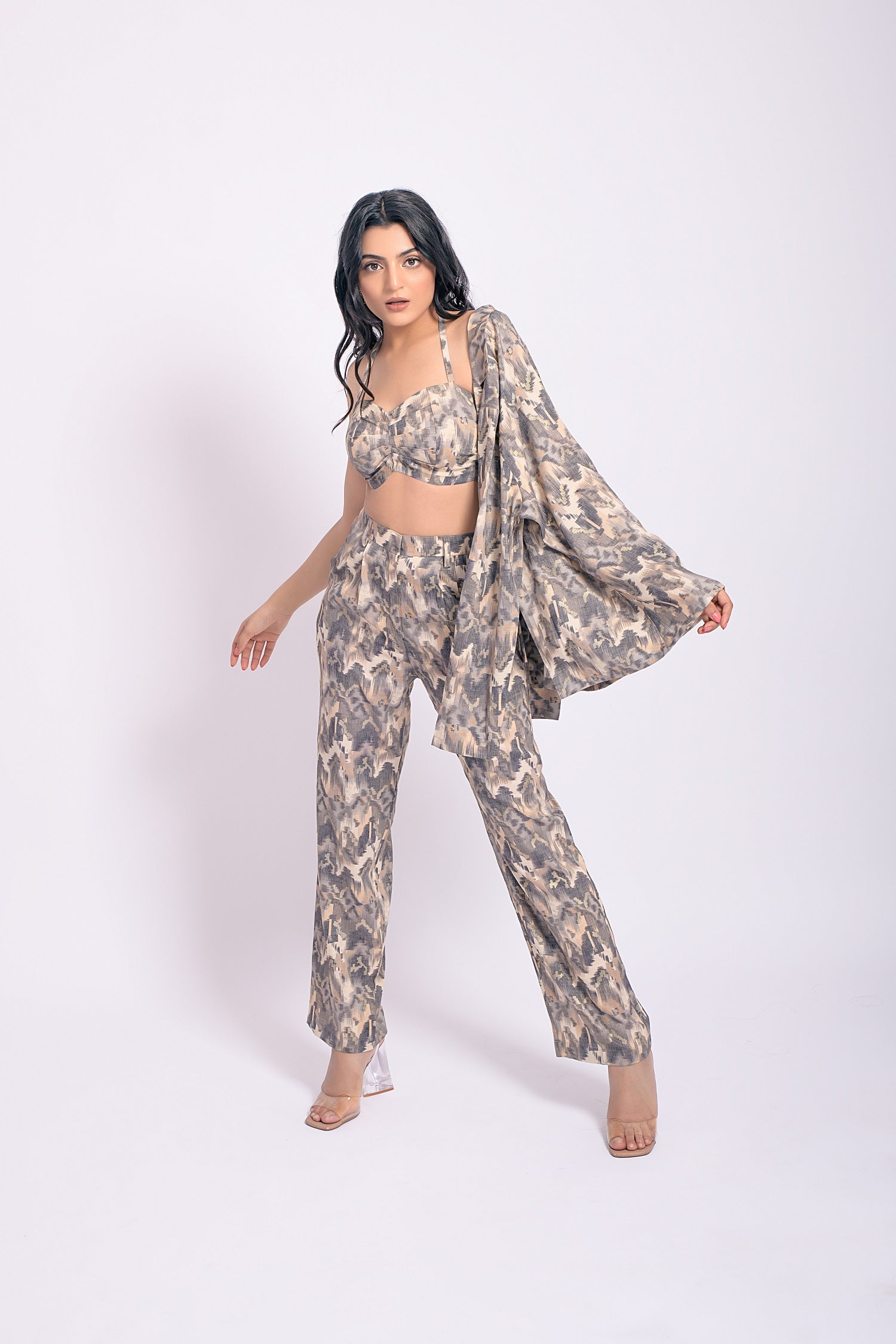 Grey Printed 3 Piece Co-ord