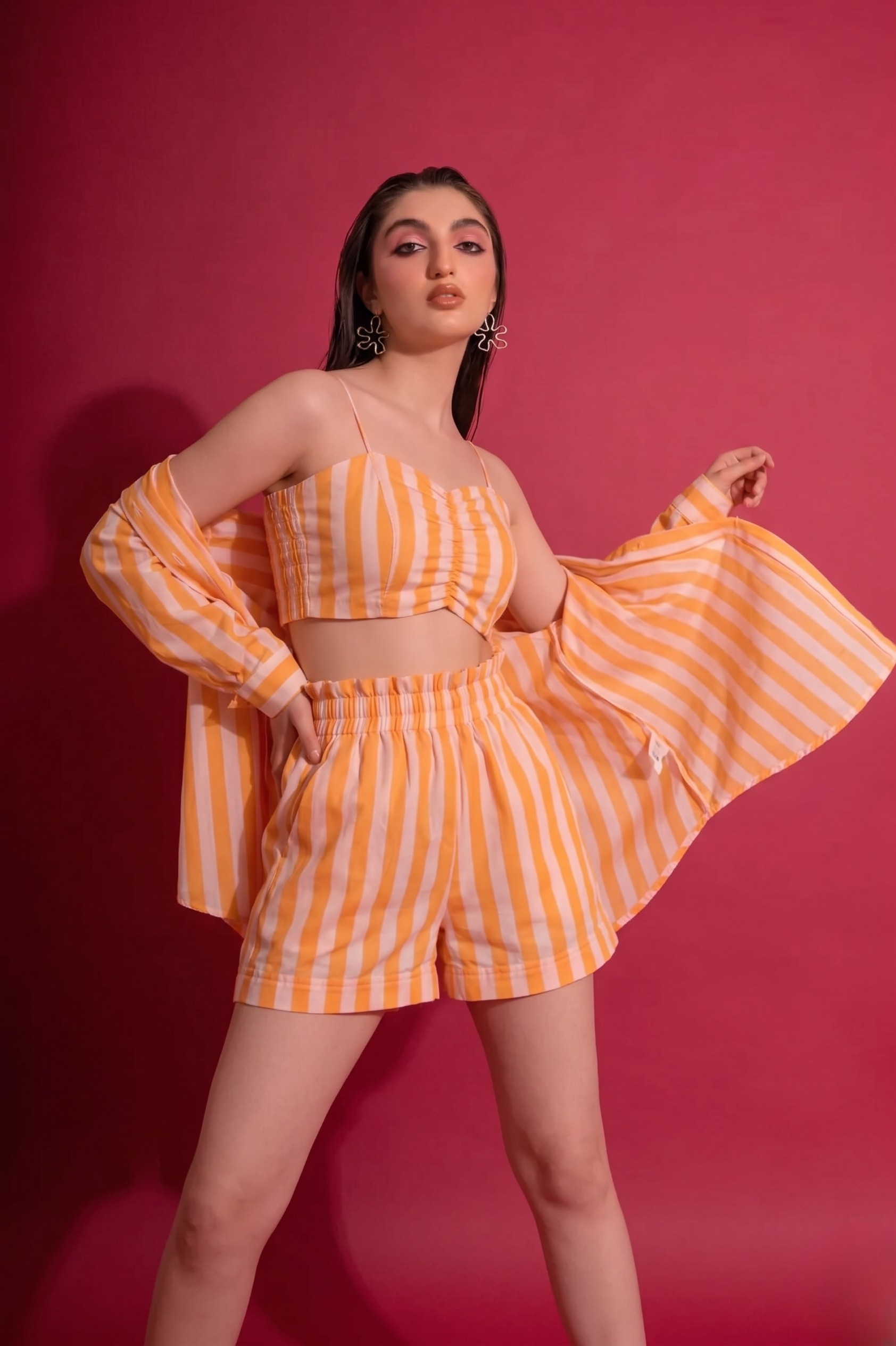 Yellow Striped 3 Piece Co Ords (Combo)
