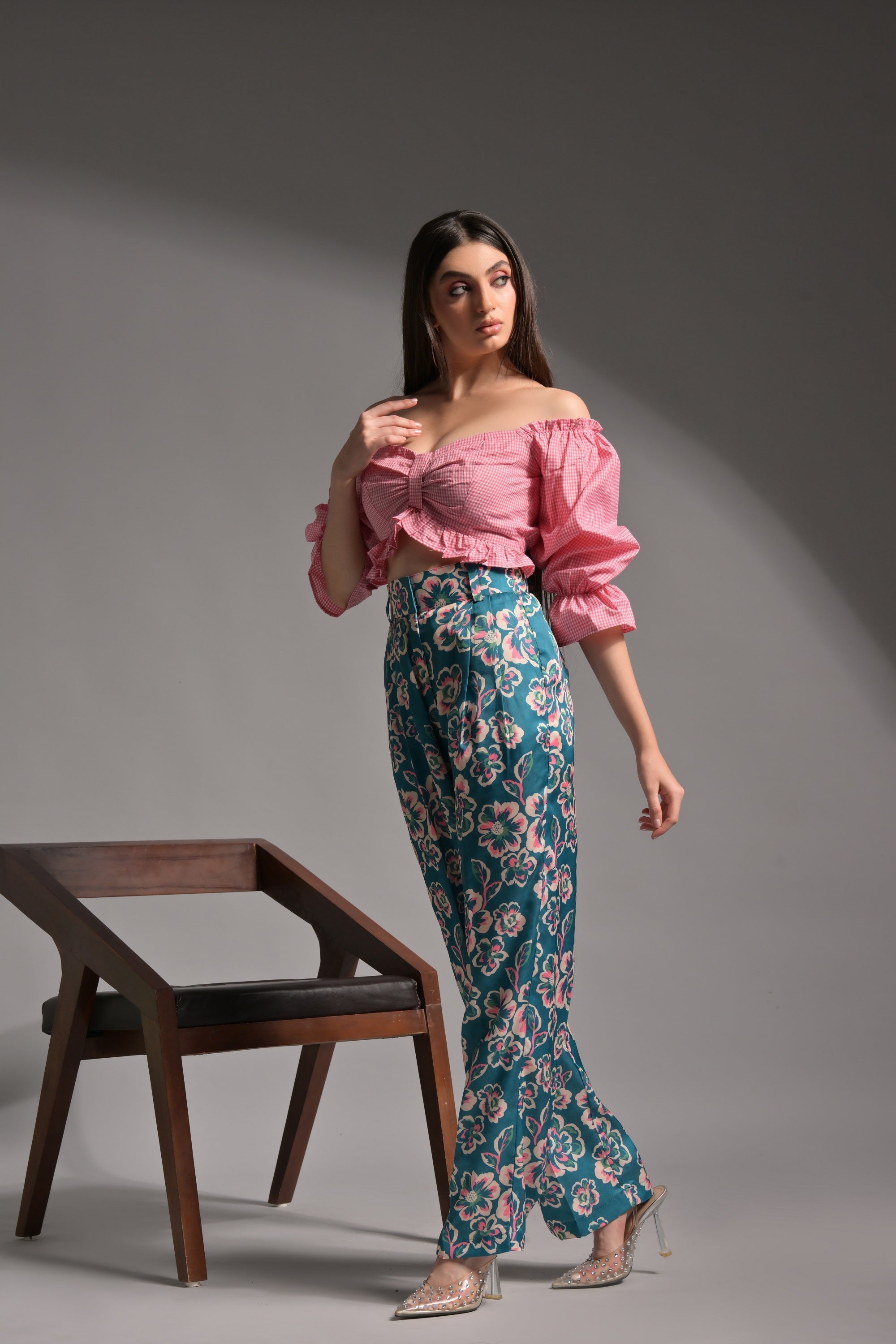Pink Gingham Top & Floral Trouser (Combo)