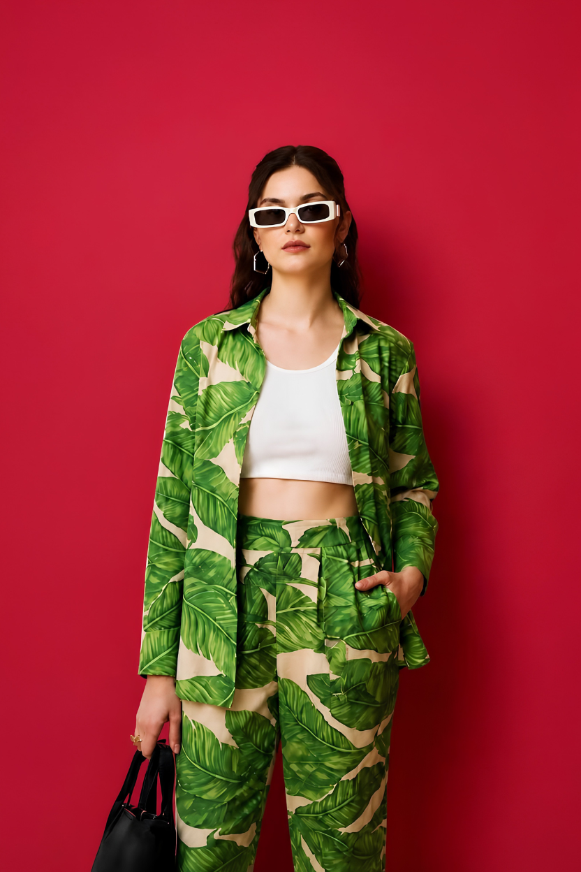 Tropical Green Leaf Co-Ord